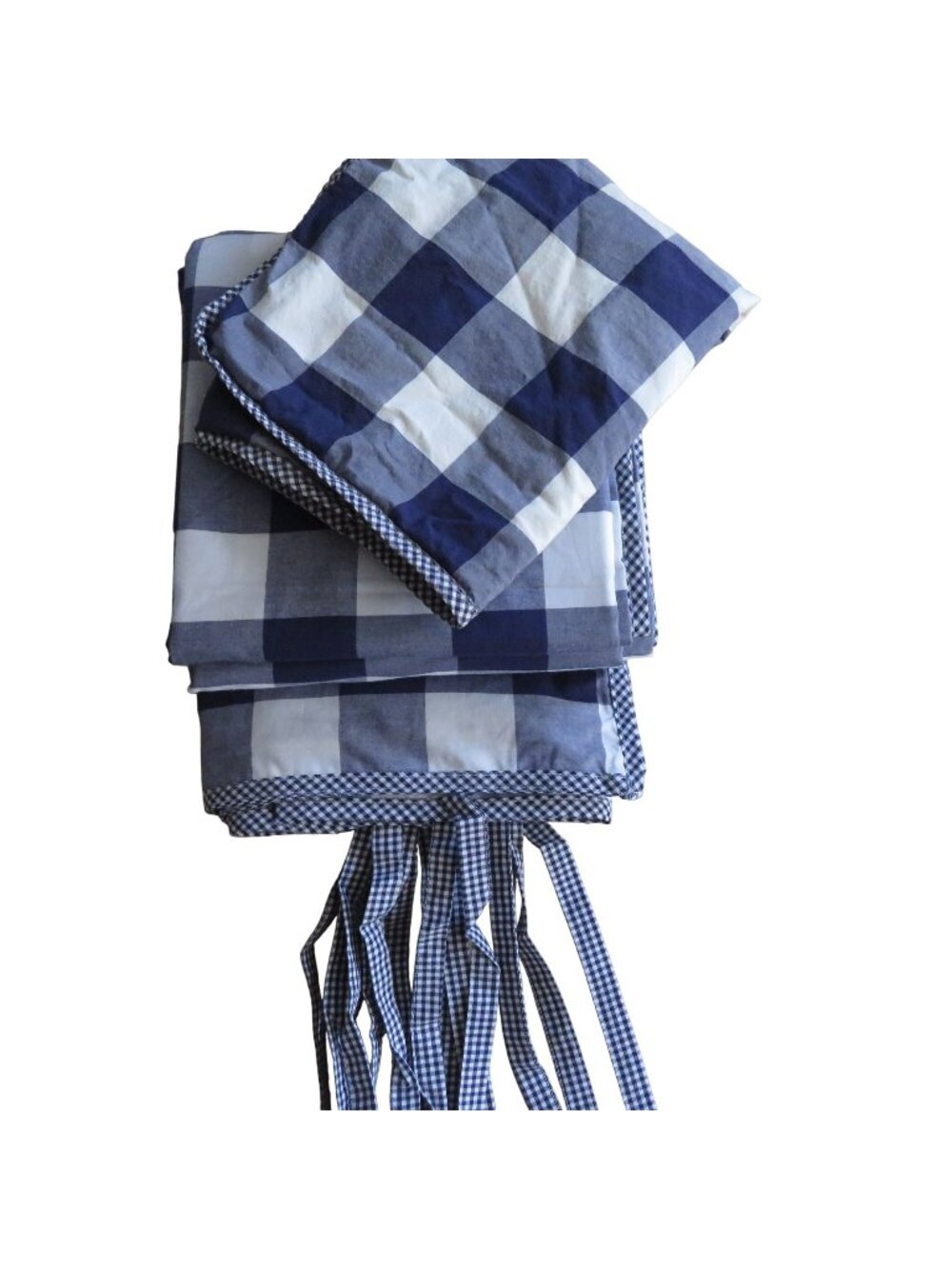 Pottery Barn Blue Buffalo Check Full/Queen Duvet Cover Standard Sham Cotton NWT
